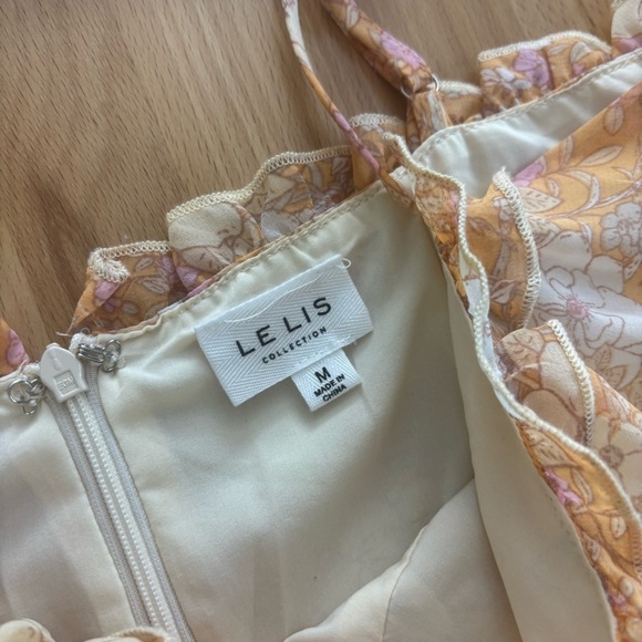 Le Lis Women’s Medium Orange Retro Floral Mini Off the shoulder dress summer - Picture 8 of 10